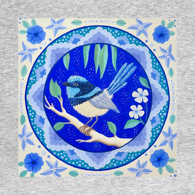 Blue Fairy Wren Mandala by SoozieWray